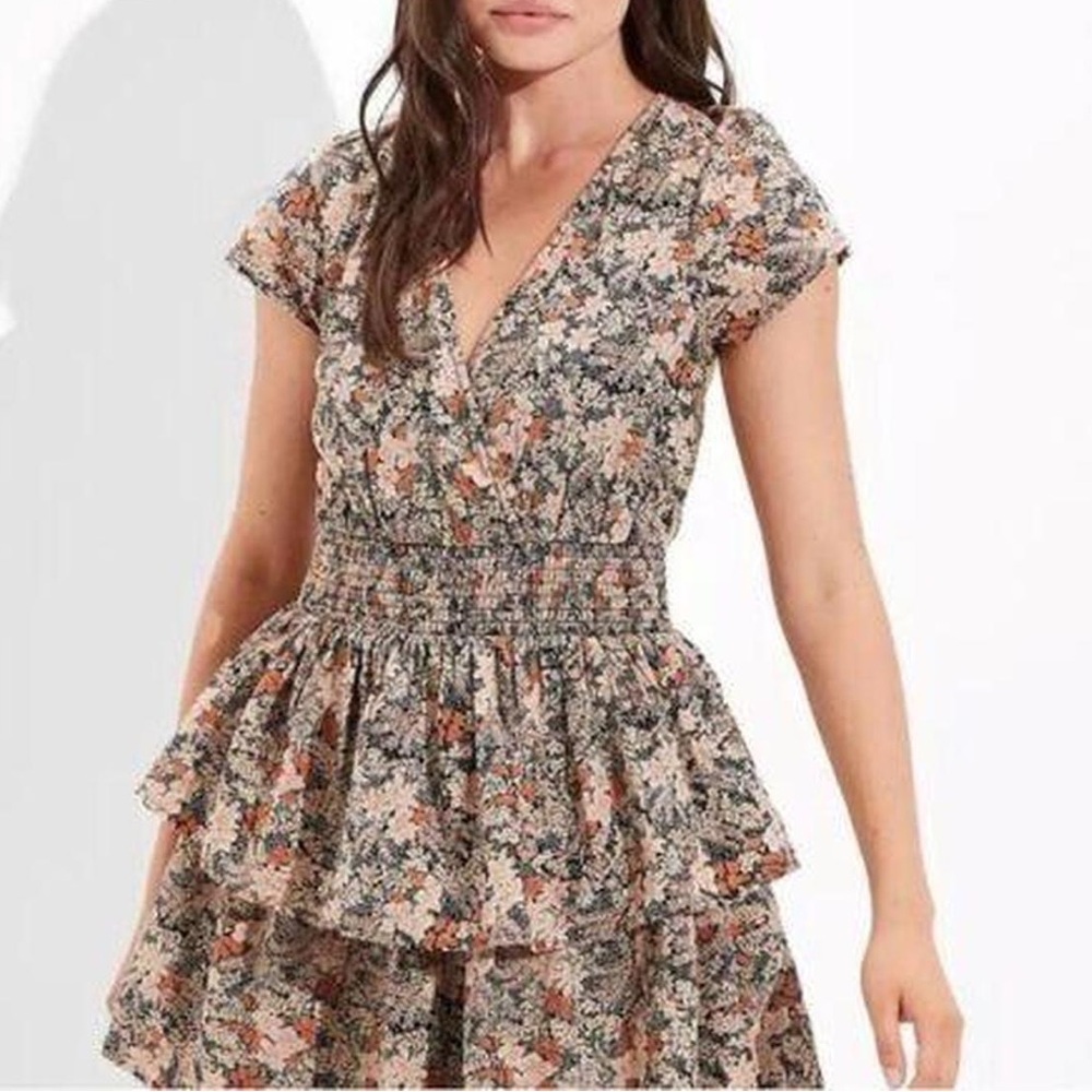 American Eagle Outfitters Tan Smocked Fit and Flare Mini Dress. Pre-Owned.